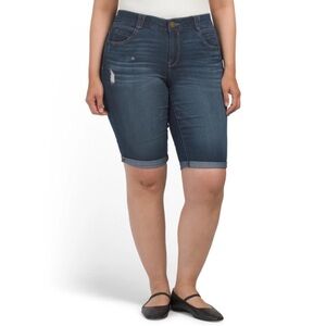 Democracy “Ab” Solution High Rise Denim Bermuda Shorts Women 16 Blue Dark Wash